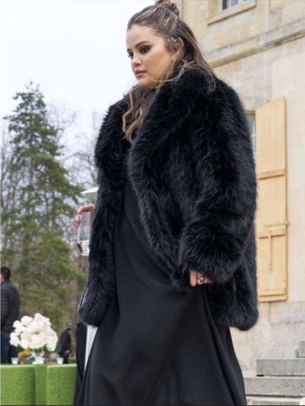Zara Black Faux Fur Statement Coat Jacket Size Small